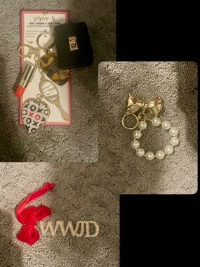 Keychain bag charm bundle Piper K + Bow + WWJD